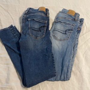 Two pairs American Eagle skinny jeans